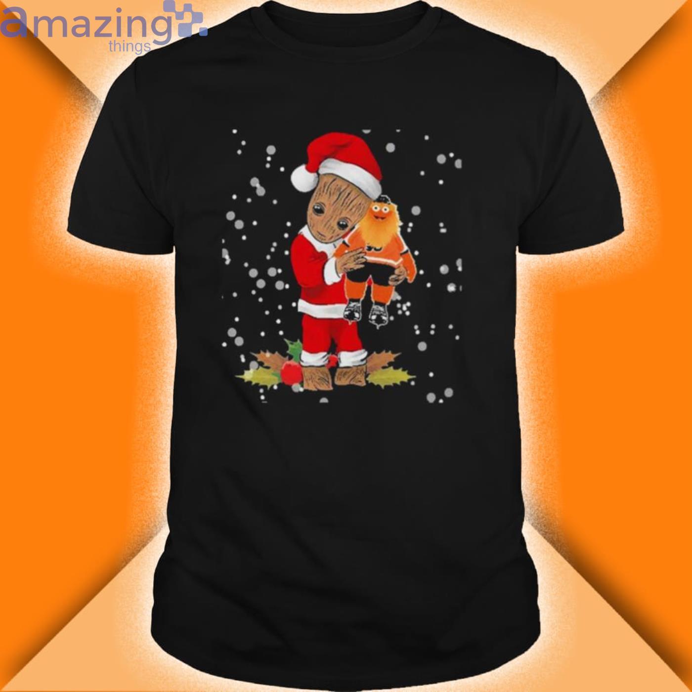 Santa Baby Groot Hug Philadelphia Flyers Christmas Shirt Product Photo 1
