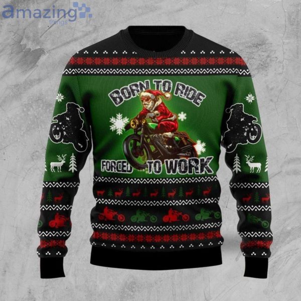 Santa Born To Ride Christmas Ugly Sweater Product Photo 1