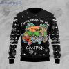 Santa Camping Christmas Is In The Camper Ugly Christmas Sweater
