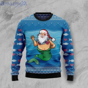 Santa Claus Mermaid Funny Santa Ugly Christmas Sweater Product Photo 1