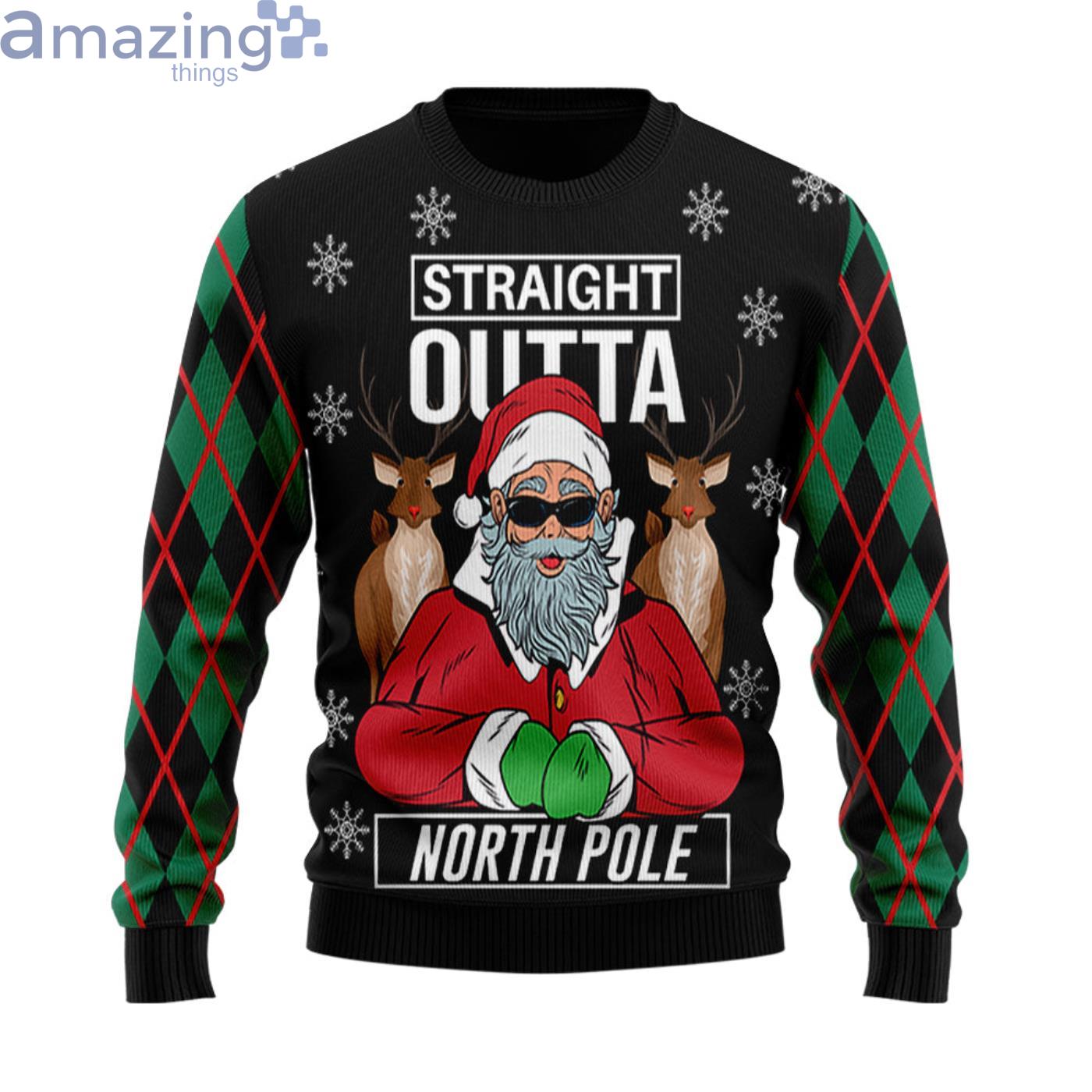 Santa Claus Straight Outta North Pole Christmas Ugly Sweater Product Photo 1