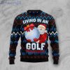 Santa Clause Golf Wonderland Ugly Christmas Sweater