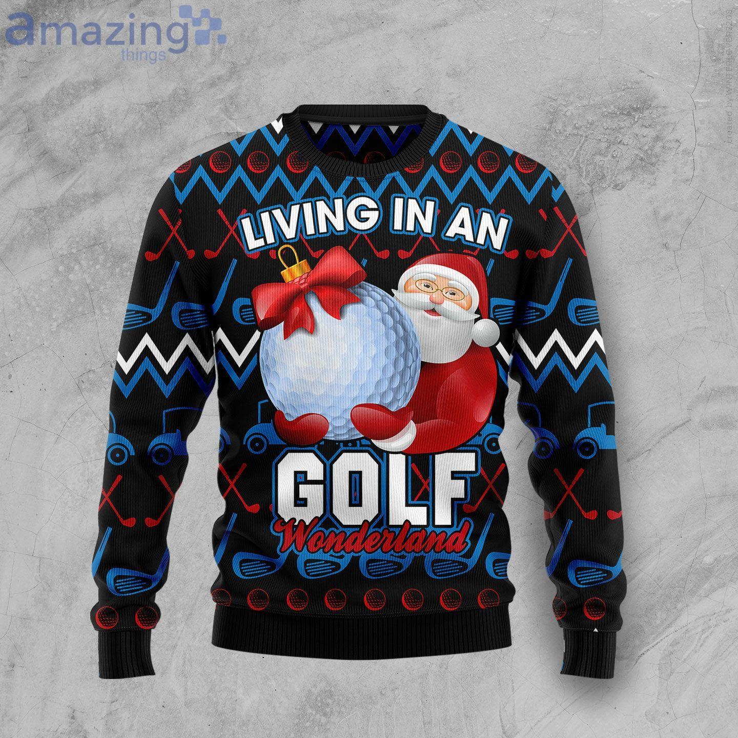 Santa Clause Golf Wonderland Ugly Christmas Sweater image Santa Clause Golf Wonderland Ugly Christmas Sweater Product Photo 1 Product photo 1