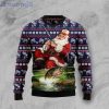 Santa Fishing Gift For Dad Ugly Christmas Sweater