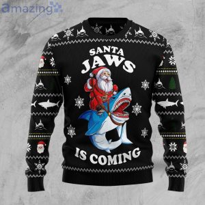 Santa Jaws Is Coming Ugly Christmas Sweater Product Photo 1