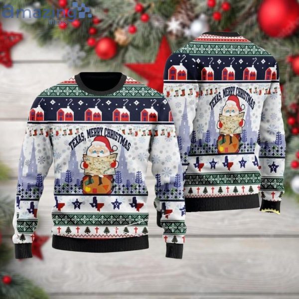 Santa Texas Merry Christmas Ugly Sweater Product Photo 1