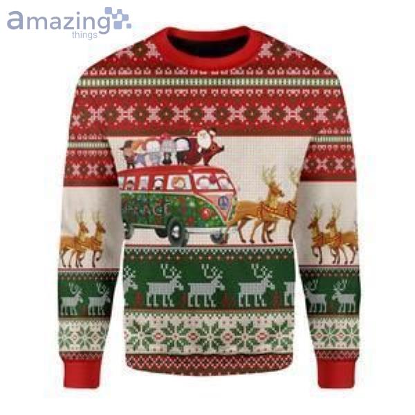 Santa With Horror Characters Christmas Ugly Sweater image Santa With Horror Characters Christmas Ugly Sweater Product Photo 1