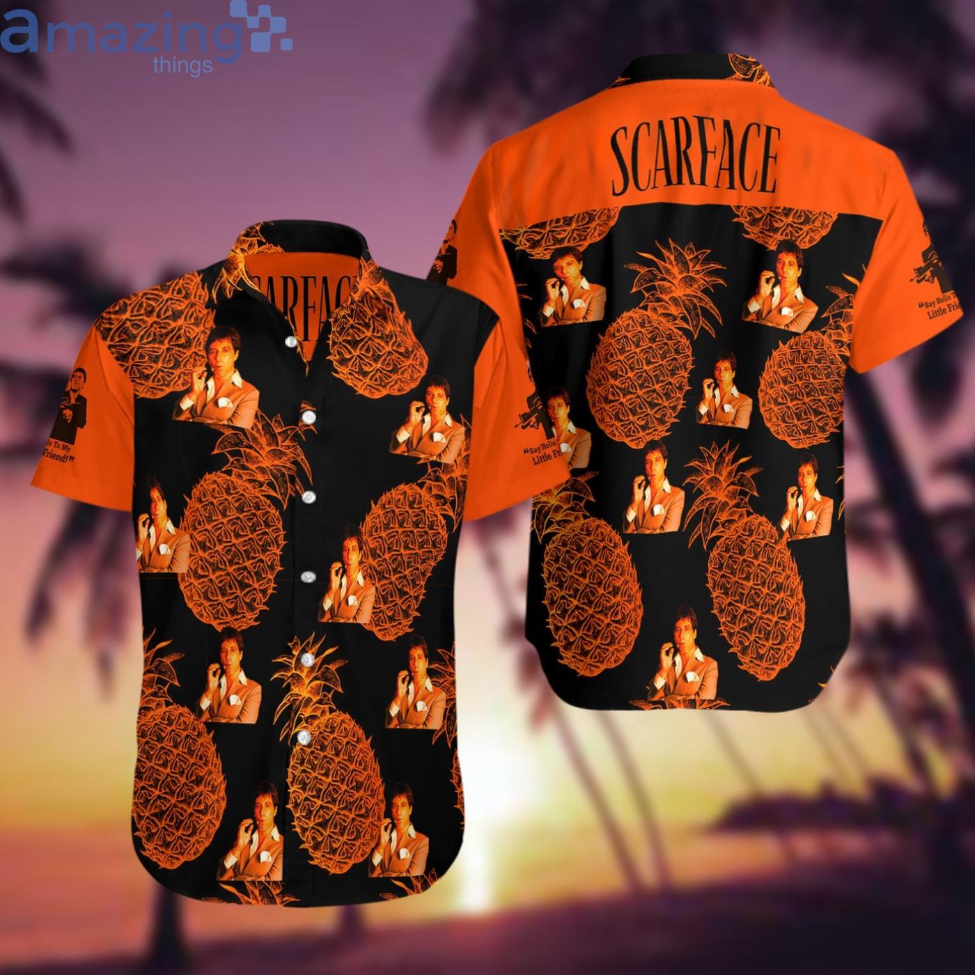 Scarface Summer Pineapple Short Sleeve Hawaiian Beach Shirt Product Photo 1 Scarface Summer Pineapple Short Sleeve Hawaiian Beach Shirt Product Photo 1