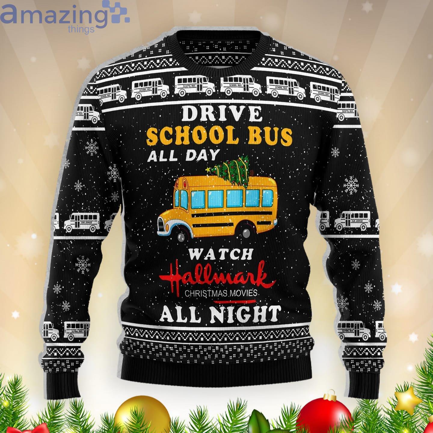 School Bus All Day Ugly Christmas Sweater Product Photo 1 School Bus All Day Ugly Christmas Sweater Product Photo 1