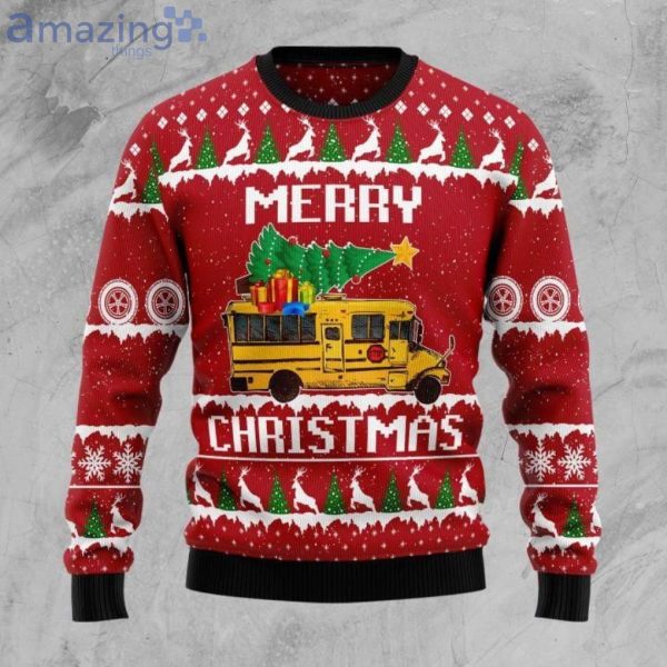 School Bus Christmas Ugly Sweater Product Photo 1