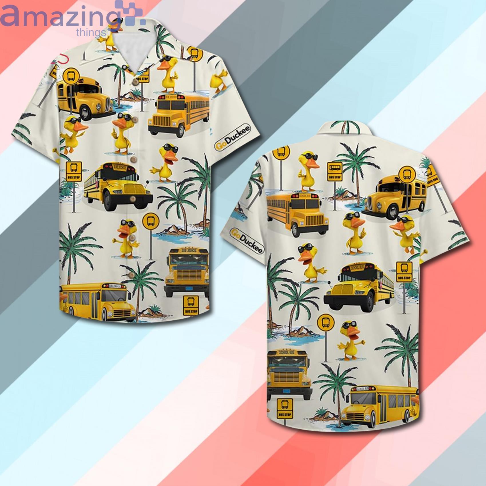 School Bus Drive Duck Hawaiian Shirt - Bus & Duck Pattern - GoDuckee