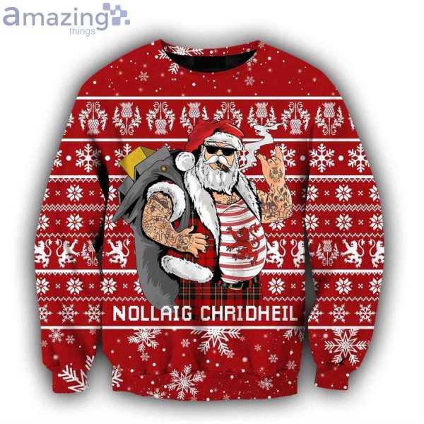 Scottish Gangster Santa Red Ugly Christmas Sweater Product Photo 1