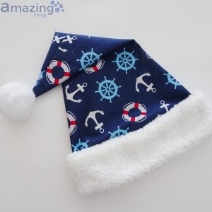 Sea Captain Sea Anchor Fabric Christmas Santa Hat For Adult And Child Product Photo 3