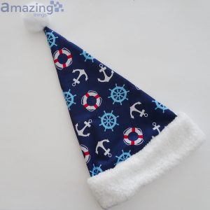 Sea Captain Sea Anchor Fabric Christmas Santa Hat For Adult And Child Product Photo 4