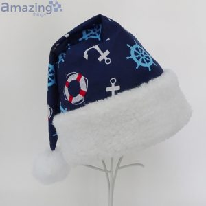Sea Captain Sea Anchor Fabric Christmas Santa Hat For Adult And Child Product Photo 1