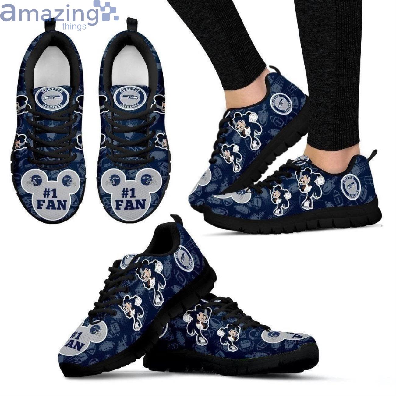 Seattle Seahawks Mickey Sneakers Shoes For Fans Product Photo 1