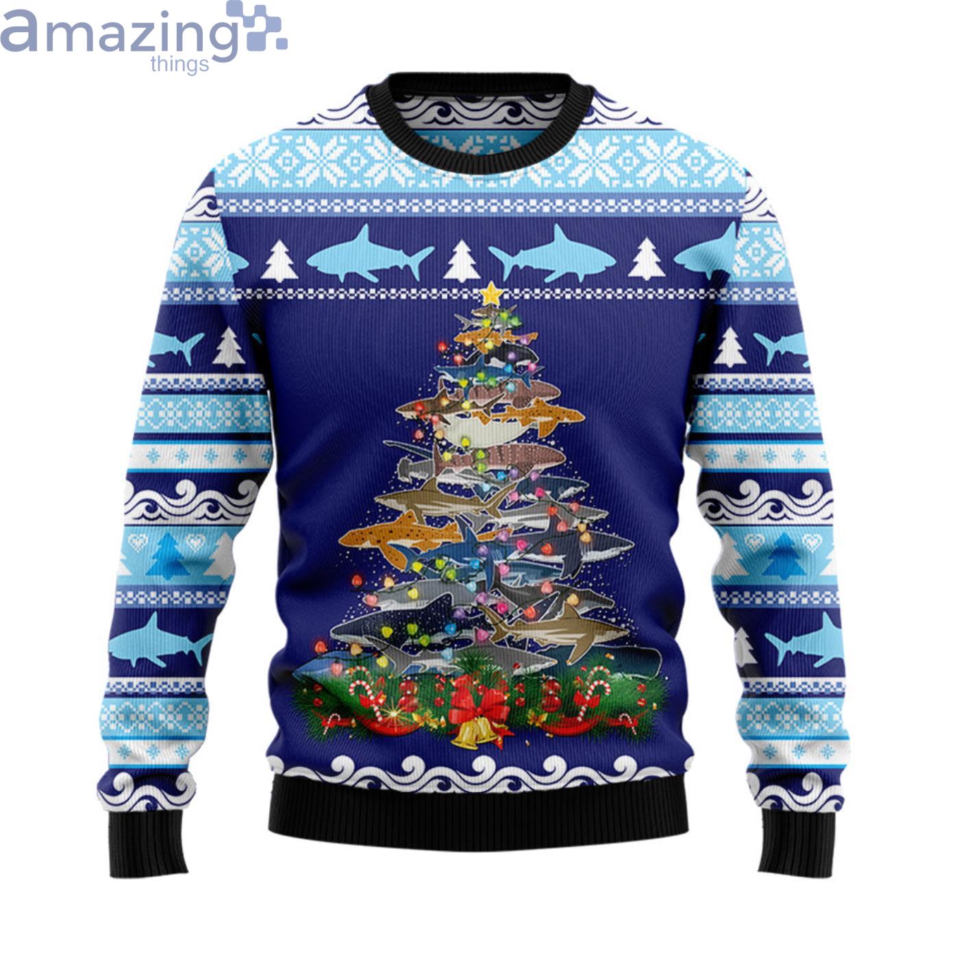 Shark Christmas Tree Christmas Ugly Sweater Product Photo 1