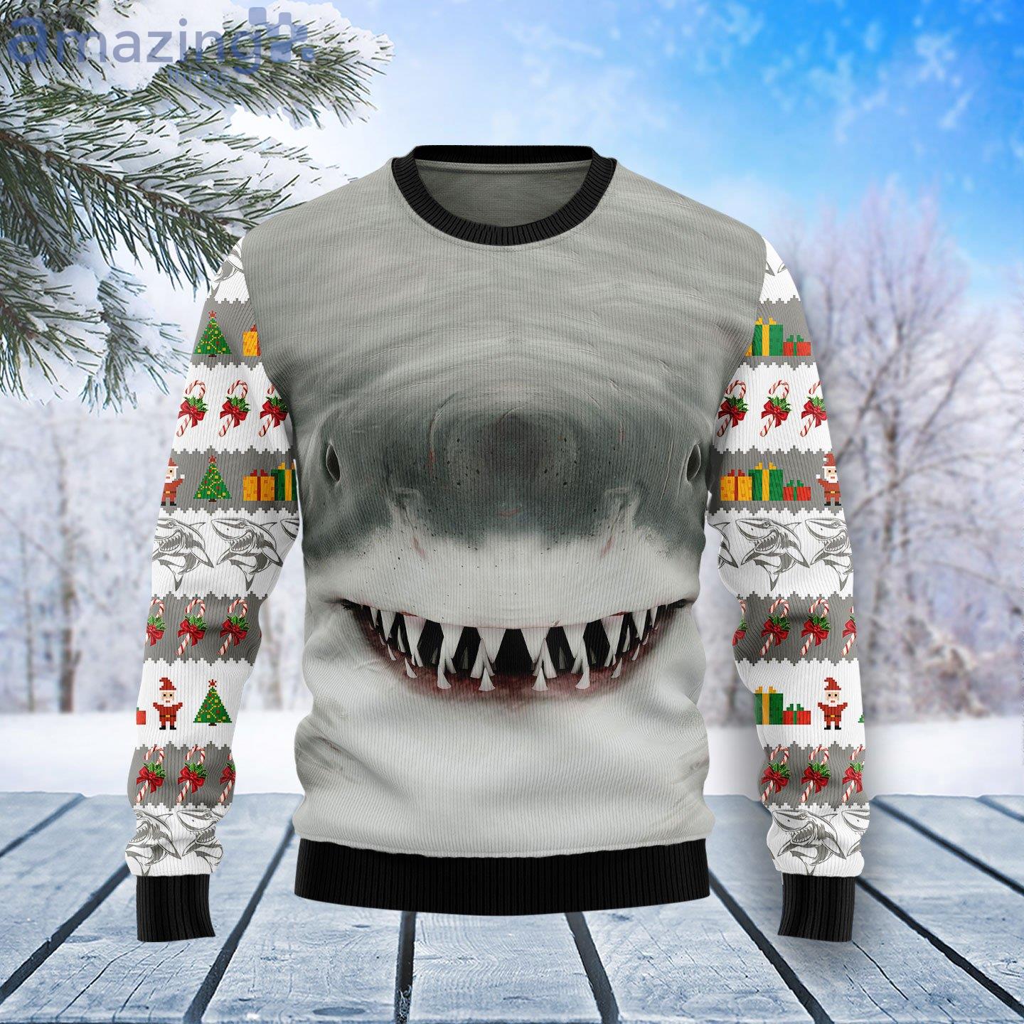 Shark Face Funny Gift Ugly Christmas Sweater Product Photo 1