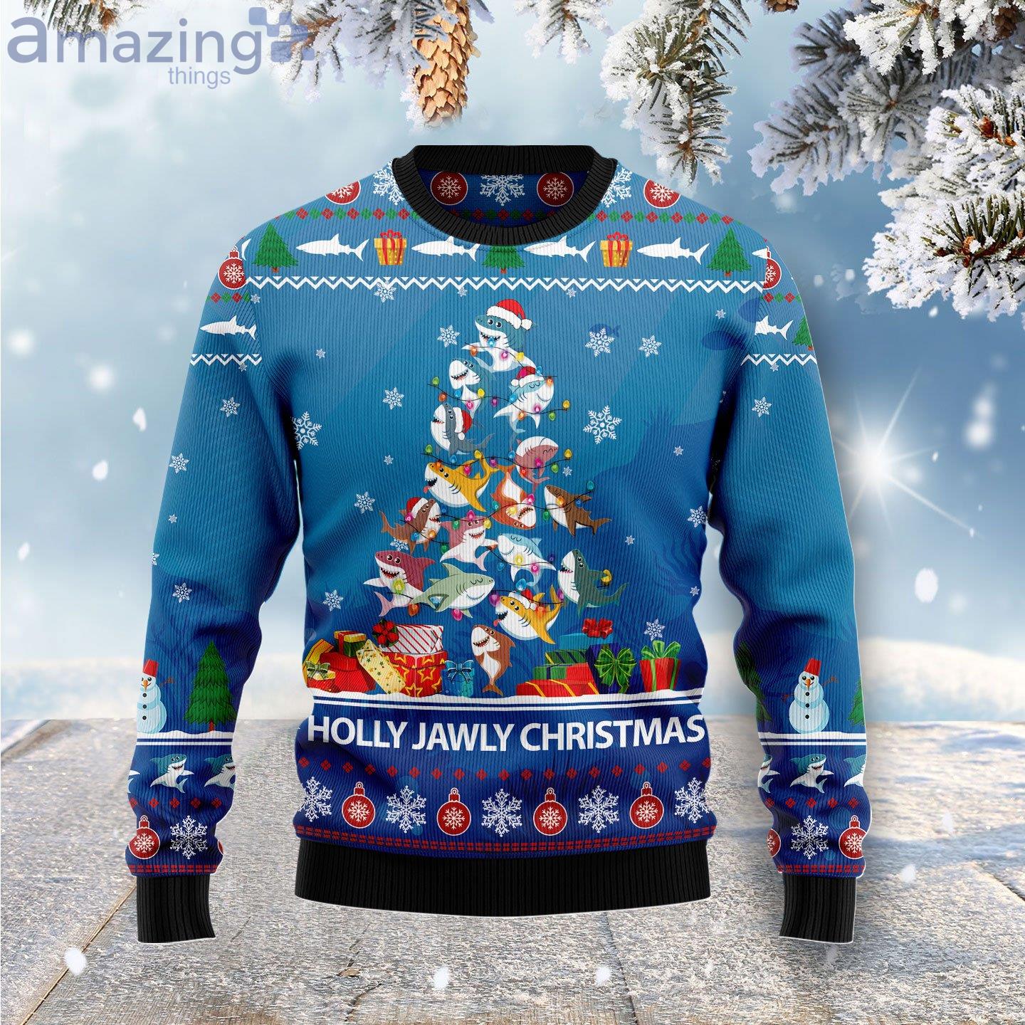 Shark Holly Jawly Christmas Ugly Christmas Sweater Product Photo 1