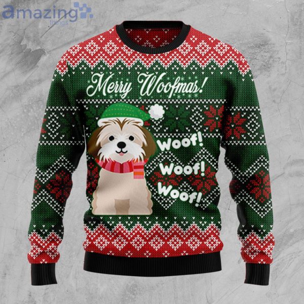 Shih Tzu Merry Woofmas Dog Lover Ugly Christmas Sweater Product Photo 1