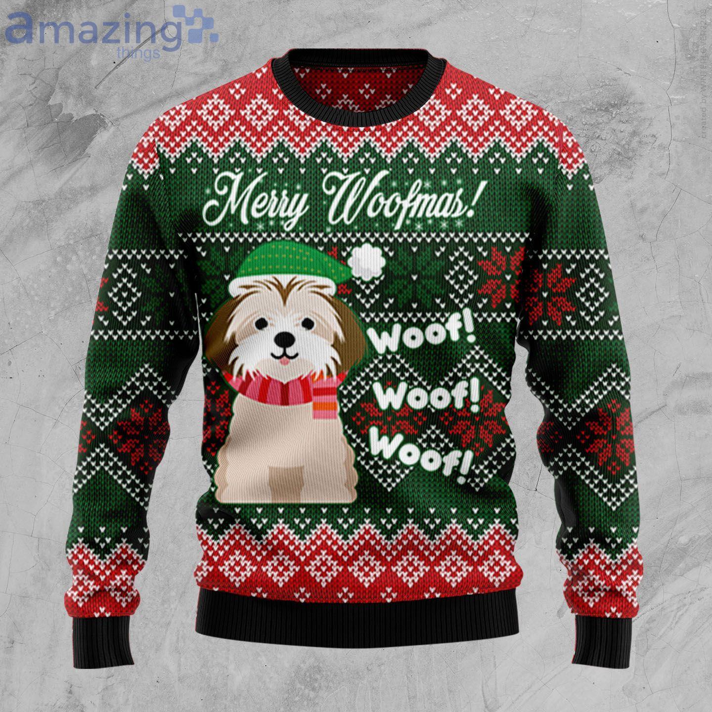 Shih Tzu Merry Woofmas Dog Lover Ugly Christmas Sweater image Shih Tzu Merry Woofmas Dog Lover Ugly Christmas Sweater Product Photo 1 Product photo 1