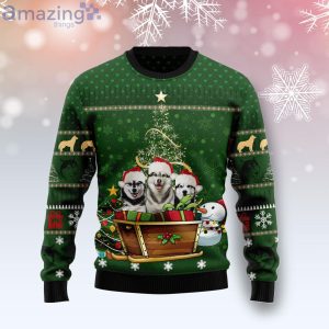 Siberian Husky Group Xmas Green Ugly Christmas Sweater Product Photo 1