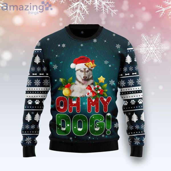 Siberian Husky Oh My Dog! Ugly Christmas Sweater Product Photo 1