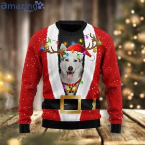 Siberian Husky Reindeer Red Ugly Christmas Sweater Product Photo 1