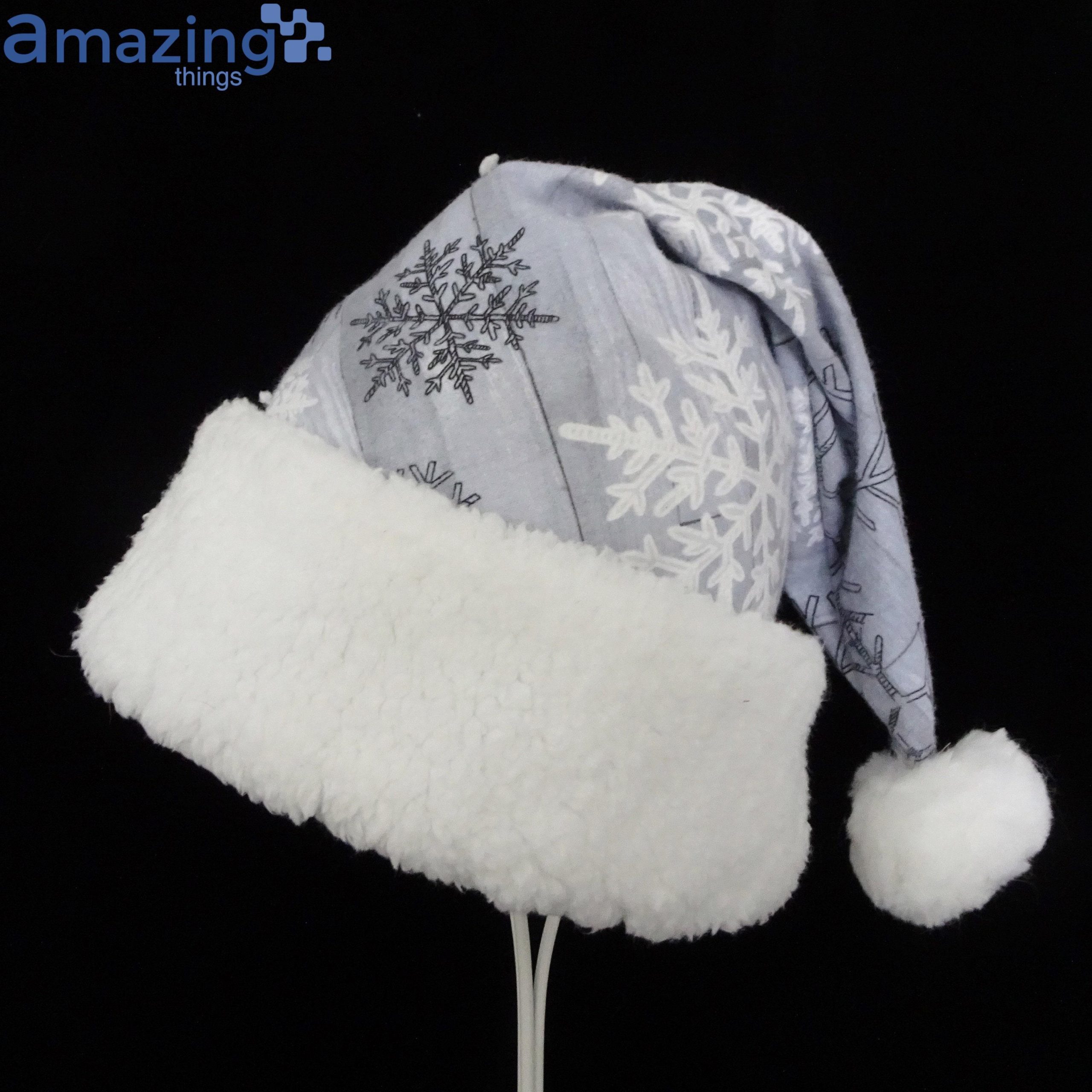 Silver Gray Snowflake Christmas Santa Hat For Adult And Child image Silver Gray Snowflake Christmas Santa Hat For Adult And Child Product Photo 2