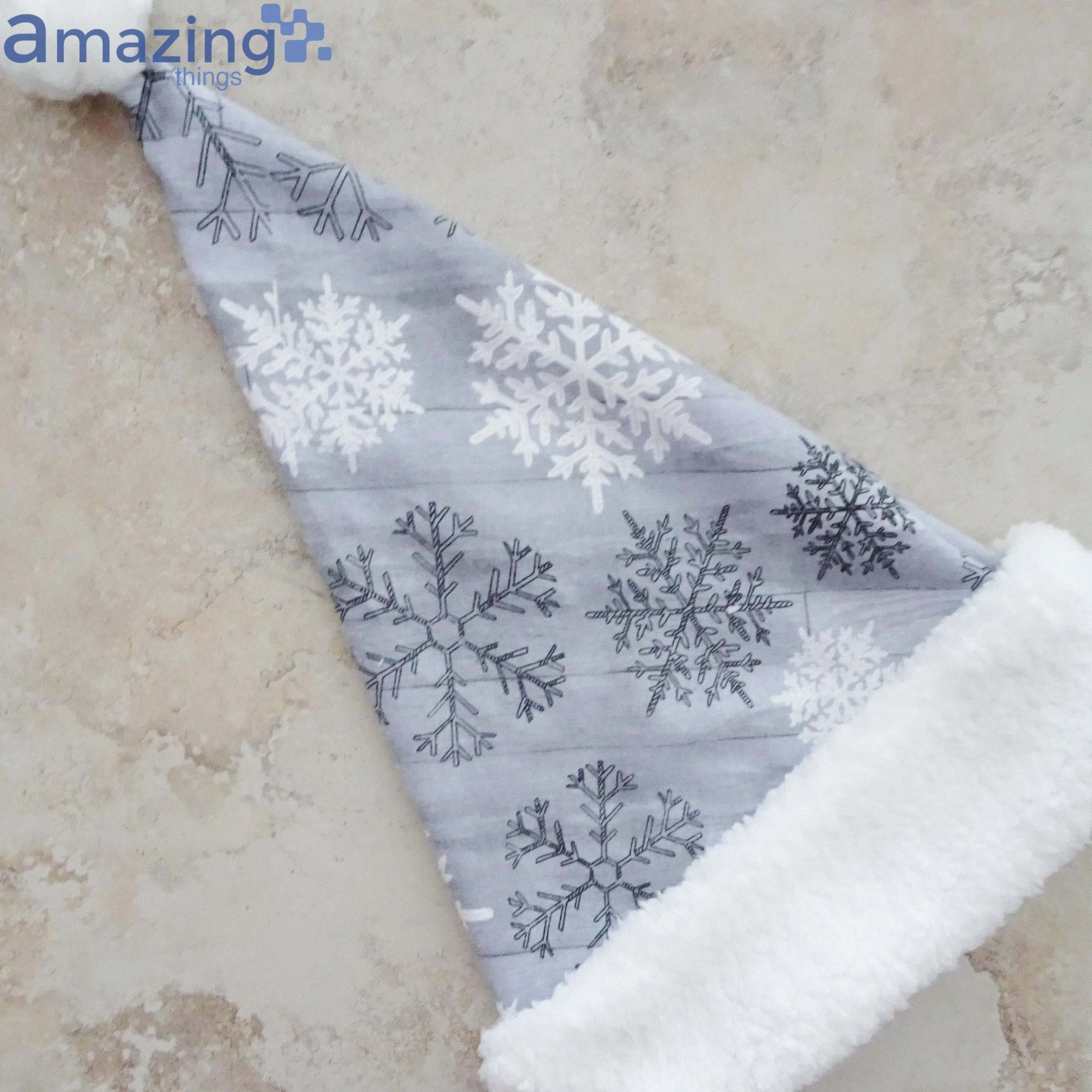 Silver Gray Snowflake Christmas Santa Hat For Adult And Child image Silver Gray Snowflake Christmas Santa Hat For Adult And Child Product Photo 4