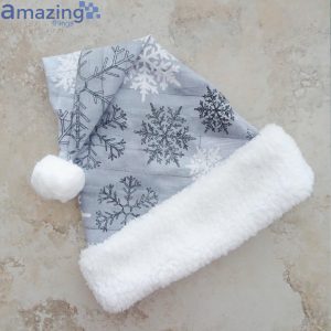 Silver Gray Snowflake Christmas Santa Hat For Adult And Child image Silver Gray Snowflake Christmas Santa Hat For Adult And Child Product Photo 5