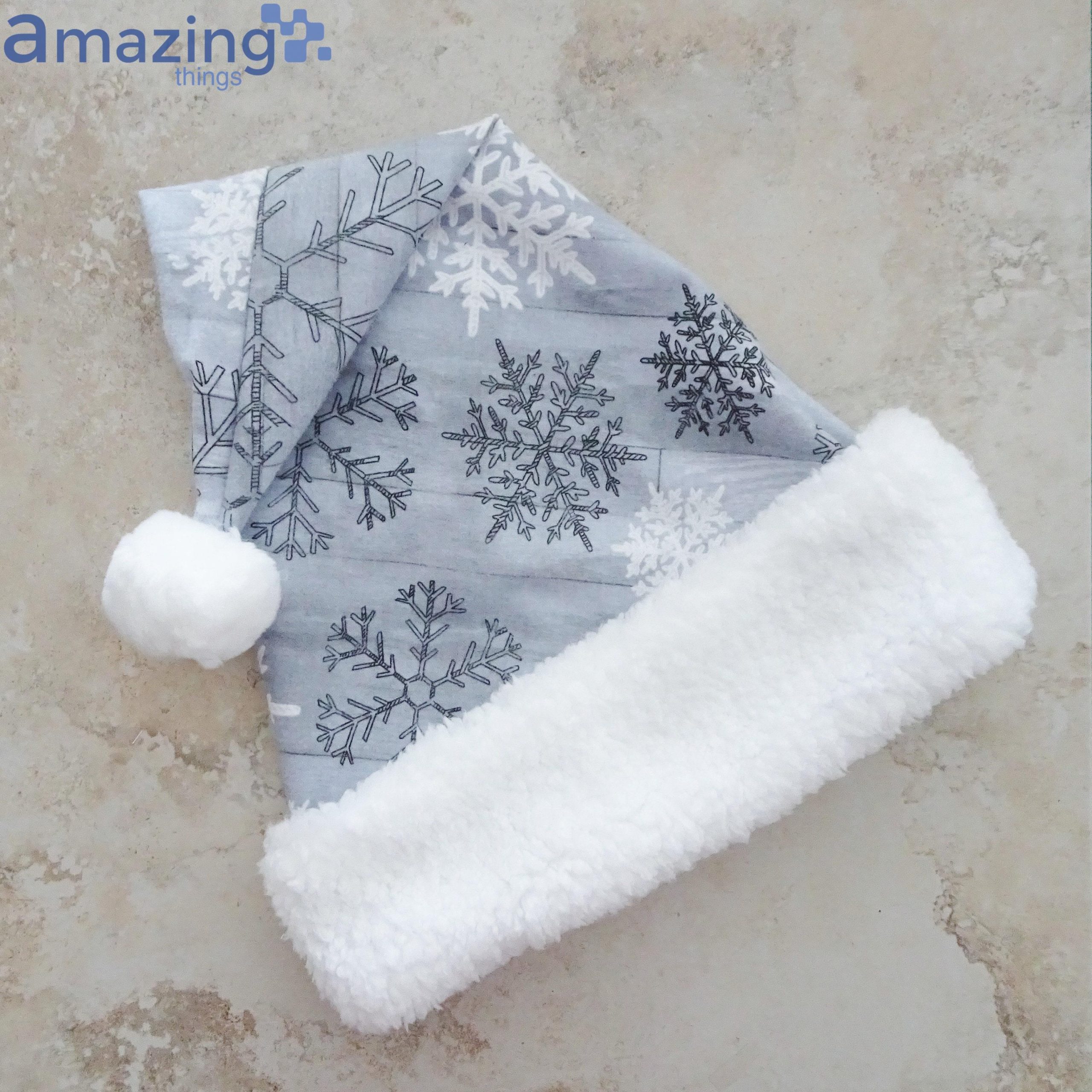 Silver Gray Snowflake Christmas Santa Hat For Adult And Child image Silver Gray Snowflake Christmas Santa Hat For Adult And Child Product Photo 5