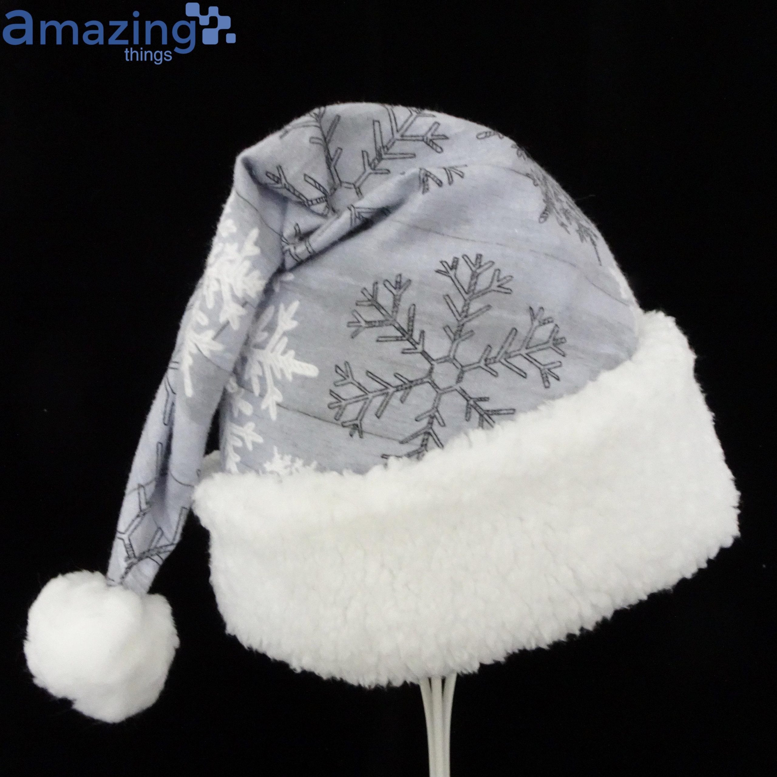Silver Gray Snowflake Christmas Santa Hat For Adult And Child image Silver Gray Snowflake Christmas Santa Hat For Adult And Child Product Photo 7