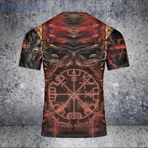 Skull Fire Viking 3D T-Shirt Backbone Skull Viking Shirt Product Photo 3