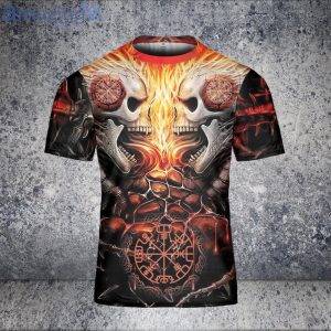 Skull Fire Viking 3D T-Shirt Backbone Skull Viking Shirt Product Photo 4