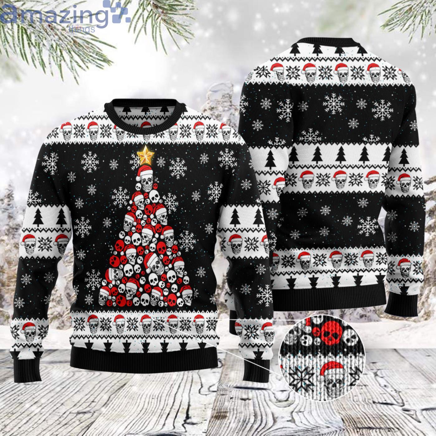 Skull Pine Tree Christmas Ugly Sweater image Skull Pine Tree Christmas Ugly Sweater Product Photo 4