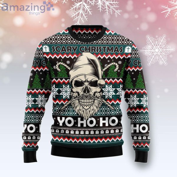Skull Scary Christmas Yo Ho Ho Ugly Christmas Sweater Product Photo 1