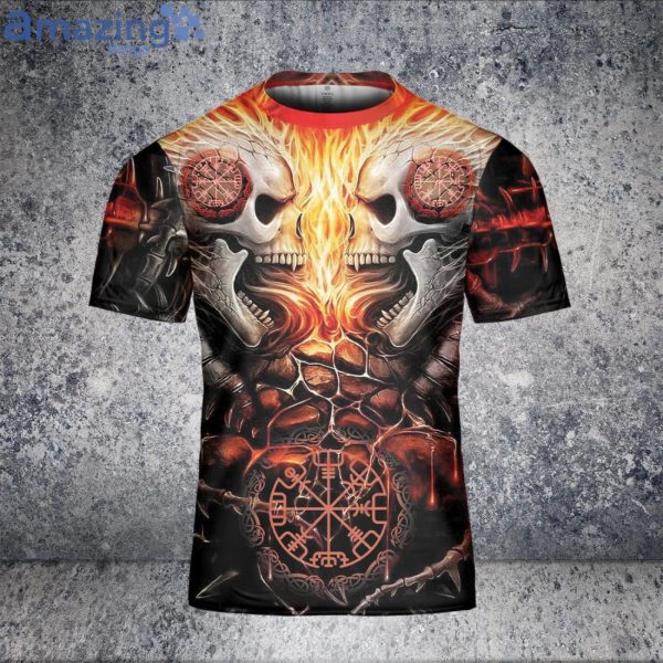 Skull Viking And Backbone Tatoo Unisex 3D T-Shirt Product Photo 3