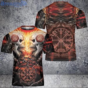 Skull Viking And Backbone Tatoo Unisex 3D T-Shirt Product Photo 1