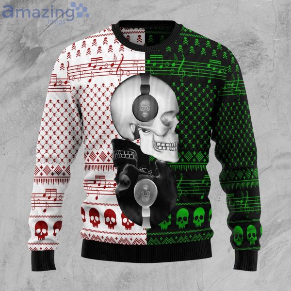 Skull Yinyang Music Lover Ugly Christmas Sweater Product Photo 1