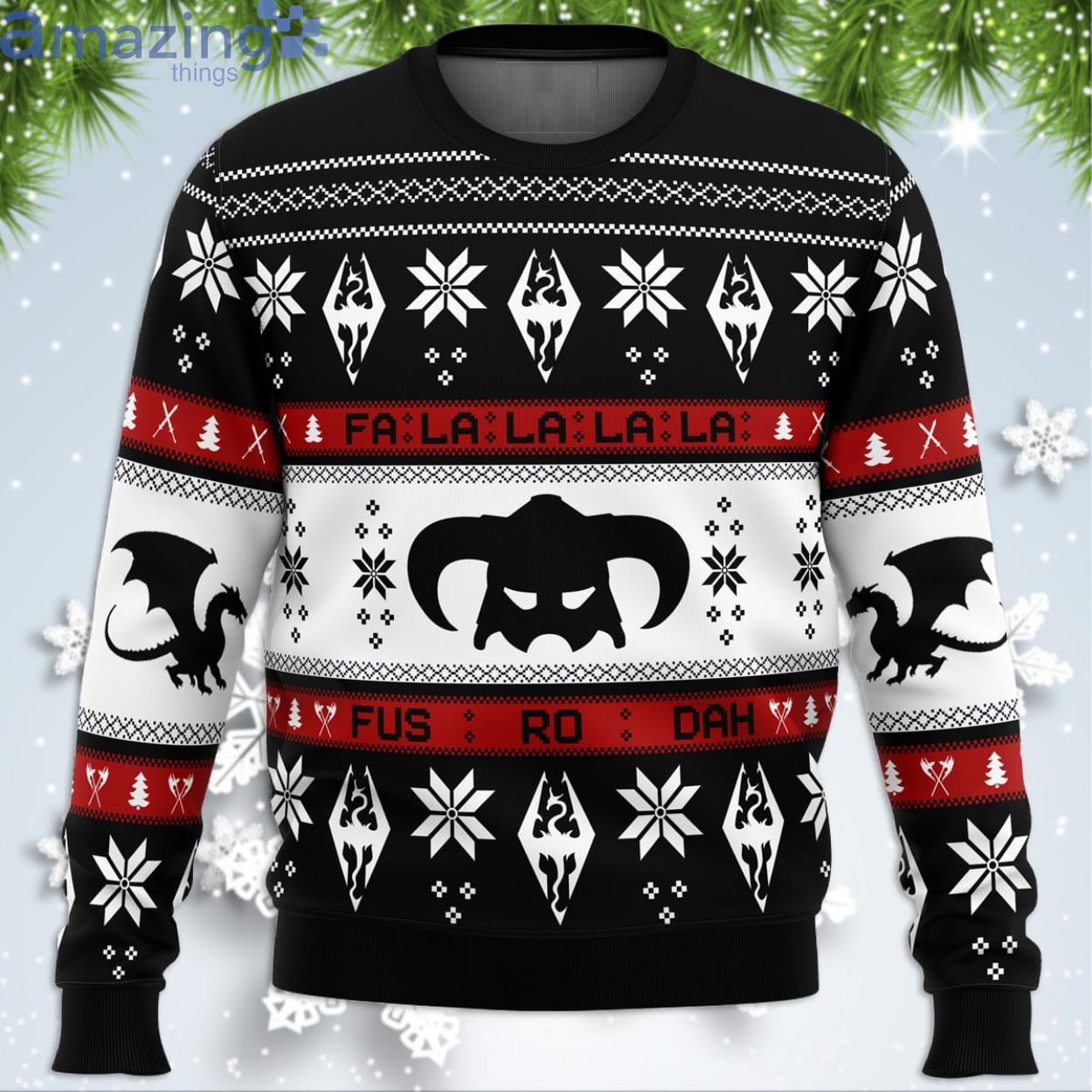 Skyrim Fusrodah Funny Christmas Gift Ugly Christmas Sweater Product Photo 1 Skyrim Fusrodah Funny Christmas Gift Ugly Christmas Sweater Product Photo 1