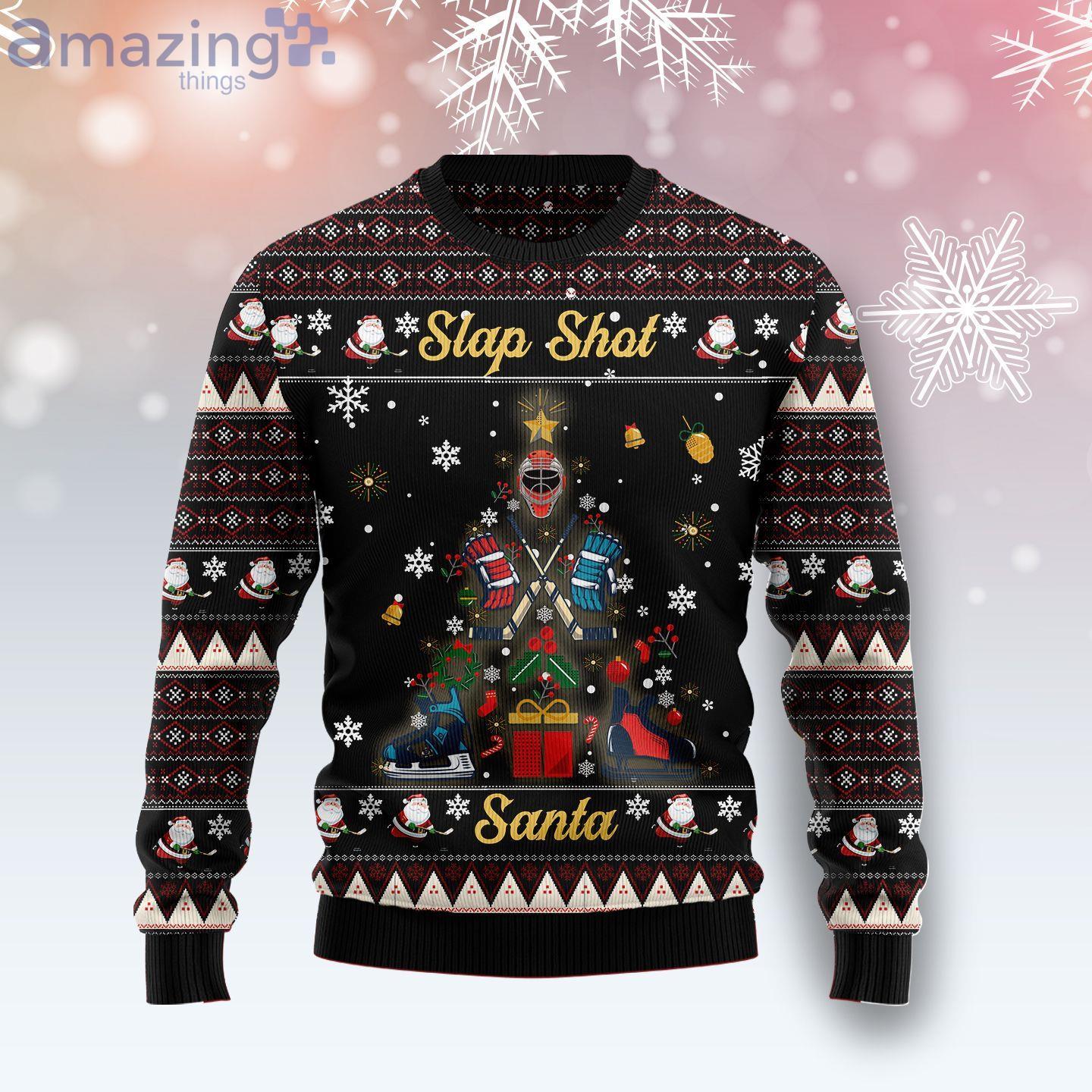 Slap Shot Santa Christmas Ugly Christmas Sweater image Slap Shot Santa Christmas Ugly Christmas Sweater Product Photo 1 Product photo 1