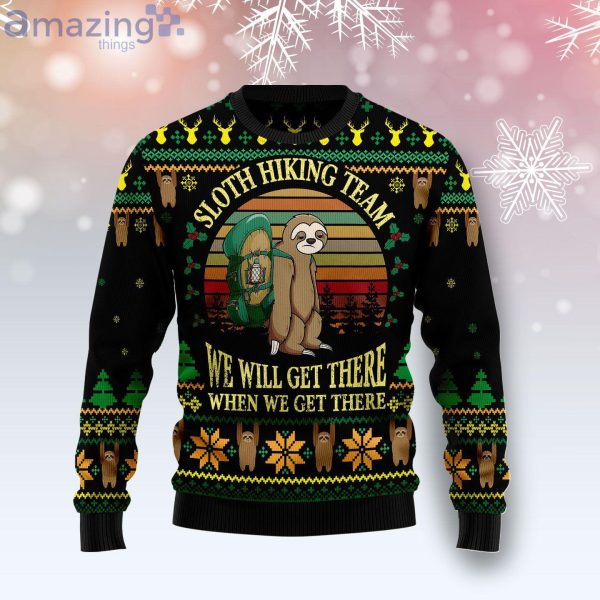 Sloth Hiking Team Holiday Ugly Christmas Sweater Product Photo 1