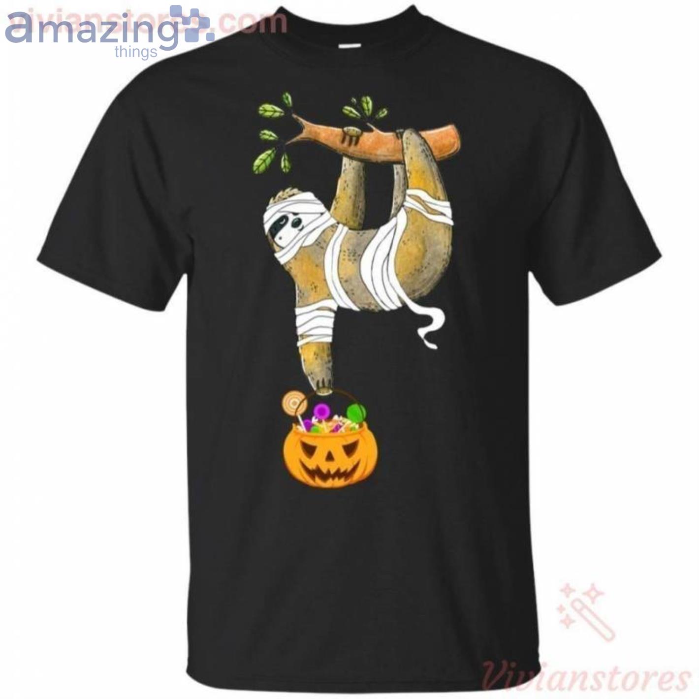 Sloth Mummy Funny Halloween Pumpkin T-Shirt Product Photo 1