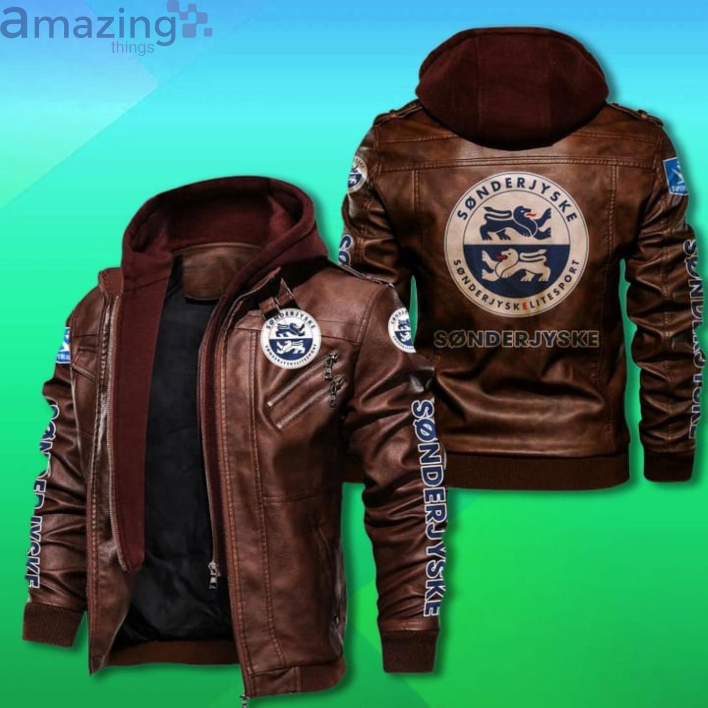 Sønderjyske Fodbold 2D Trending Leather Jacket image Sønderjyske Fodbold 2D Trending Leather Jacket Product Photo 2