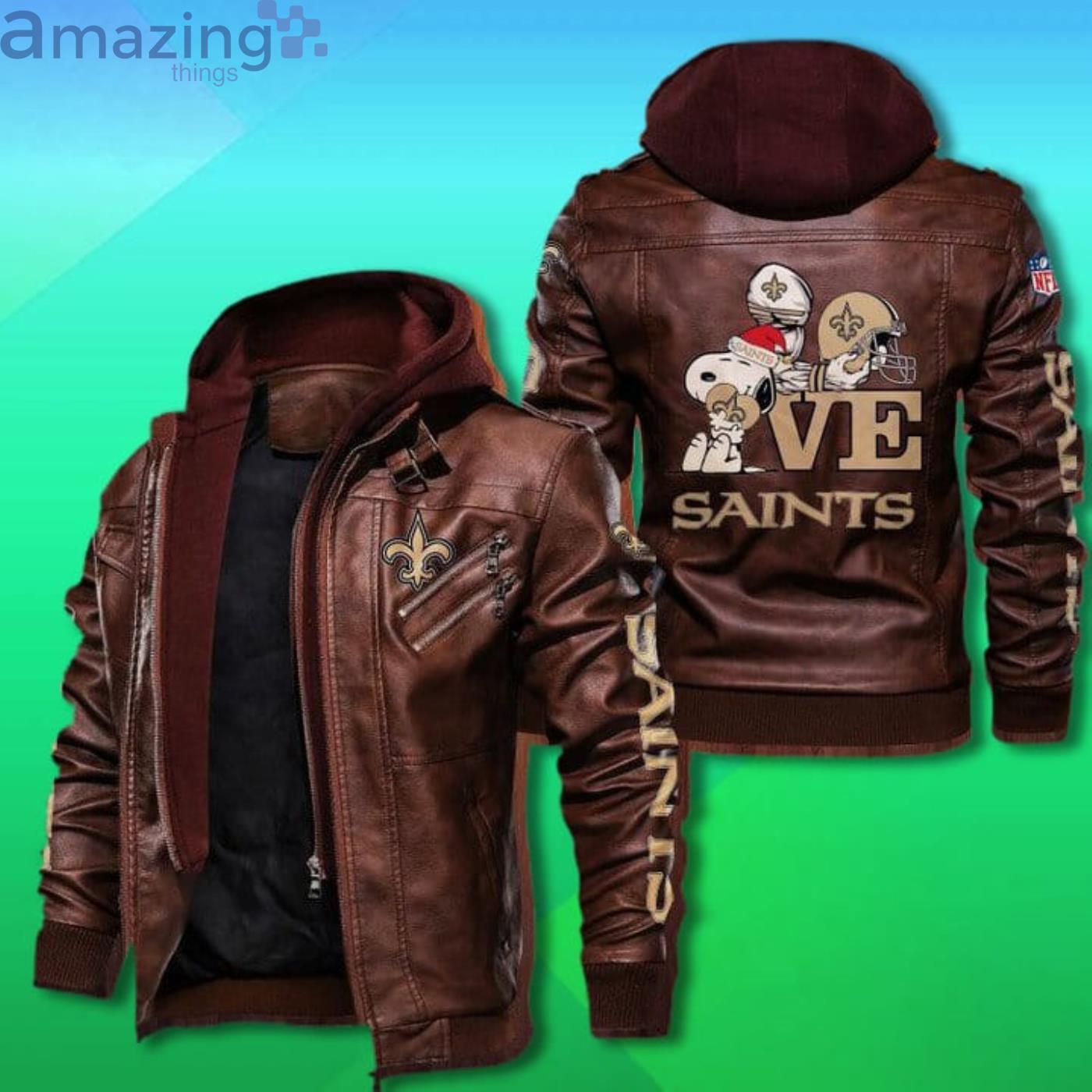 Snoopy Love New Orleans Saints 2D Trending Leather Jacket image Snoopy Love New Orleans Saints 2D Trending Leather Jacket Product Photo 2