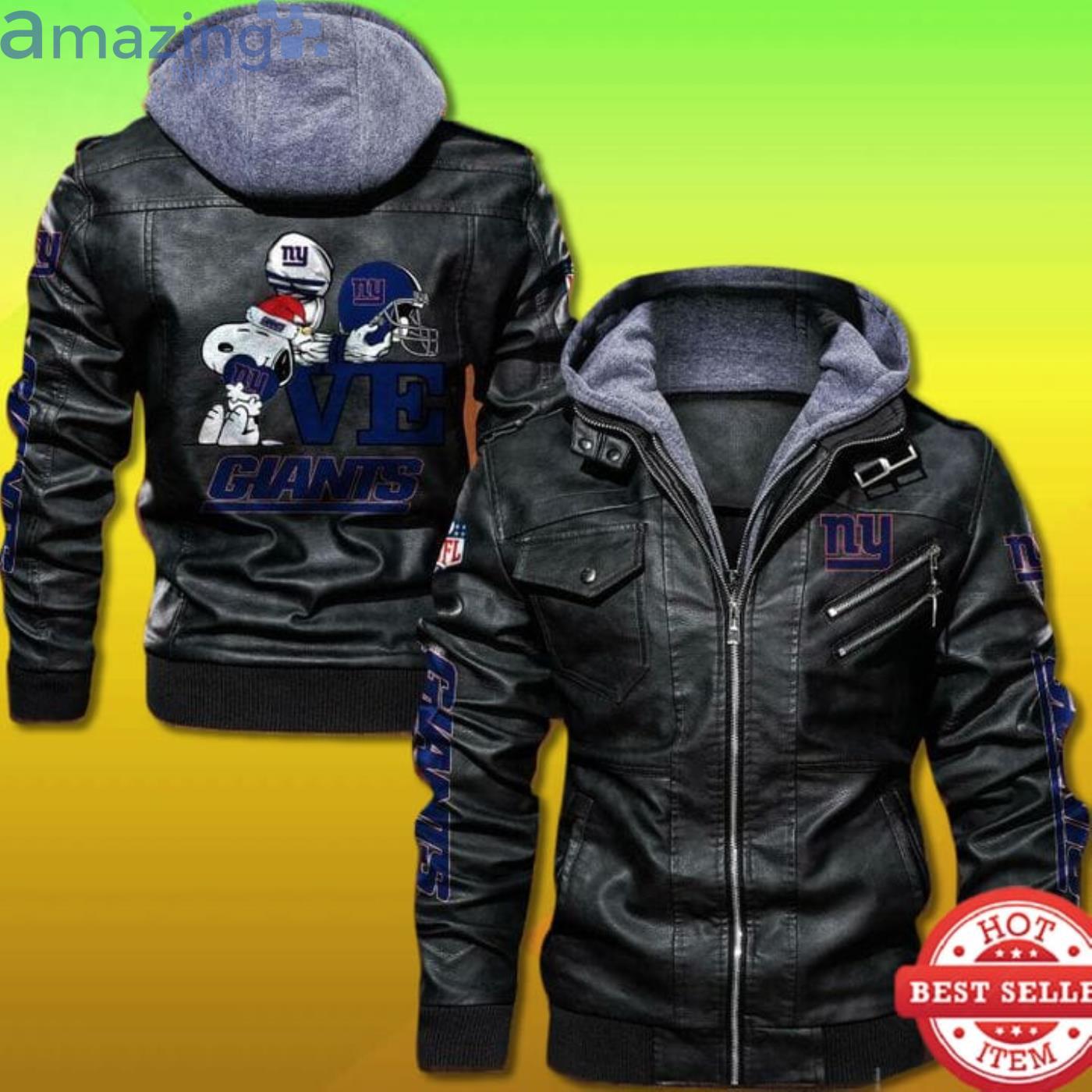 Snoopy Love New York Giants 2D Trending Leather Jacket Product Photo 1