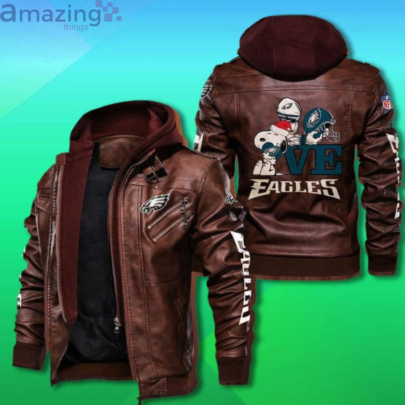 Snoopy Love Philadelphia Eagles 2D Trending Leather Jacket image Snoopy Love Philadelphia Eagles 2D Trending Leather Jacket Product Photo 2