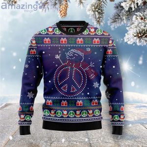 Snowman Peace Sign Tie Dye Ugly Christmas Sweater Product Photo 1