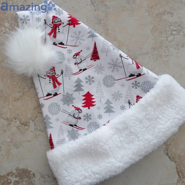 Snowman Pine Tree Snowflower Pattern Christmas Santa Hat For Adult And Child Product Photo 4